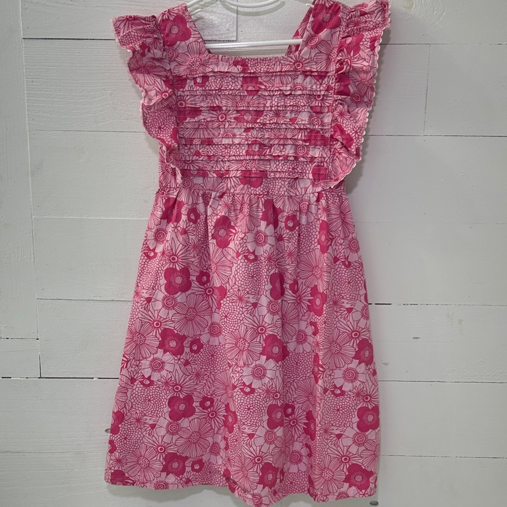 Picapino Girls' Pink Cotton Floral Ruffle Dress